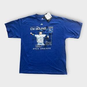 2009 Zack Greinke Kansas City Royals Cy Young Award T-Shirt Majestic Mens XL NWT